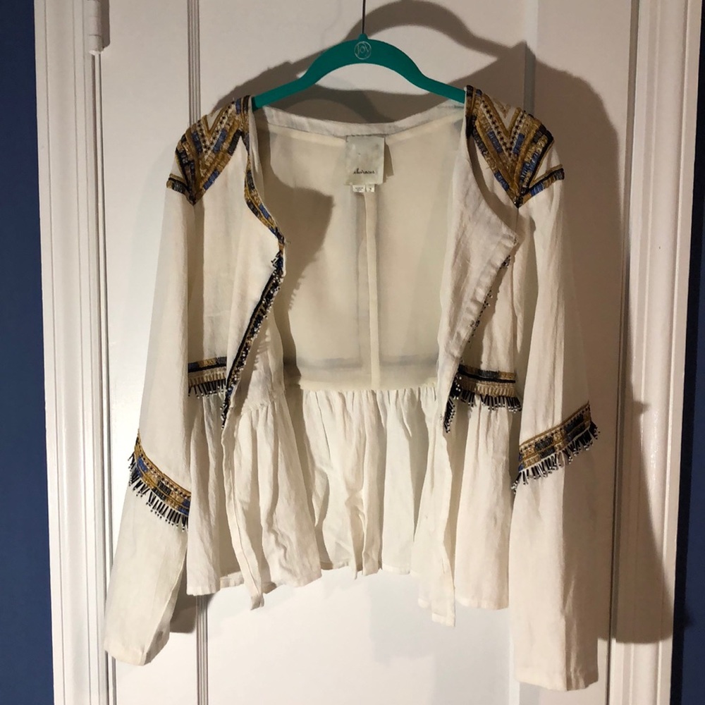 NWOT Anthropologie Elevenses White Boho Jacket